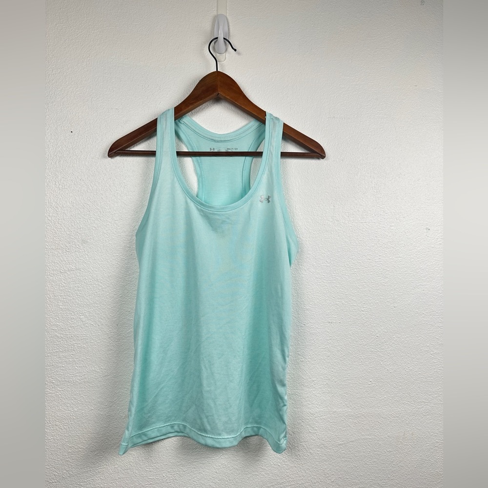 Under Armour Womens Size Small Loose Fit Heatgear Tank Racer Back Mint Green